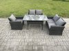 Fimous 5 Seater Wicker Rattan Garden Dining Set Outdoor Furniture Sofa with Dining Table Double Seat Sofa Dark Grey Mixed