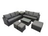 Fimous Outdoor 3 Seater Sofa Coffee Table Set Garden Rattan Furniture Set 9 Seater with 3 Stool Side Table Dark Grey