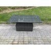 Fimous Outdoor Rattan Furniture Garden Dining Set Height Adjustable Rising lifting Table Love Sofa Set With Big Footstool Dark Grey Mixed