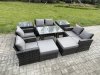 Fimous Garden Furniture Sets 9 Pieces Wicker Rattan Furniture Manual Wicker Patio Sofa Patio Conversation Set with 2 Big Footstool 2 Side Tables Dark Grey Mixed
