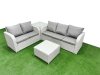 Fimous 5 Seater PE Rattan Wicker Garden Furniture Patio Conservatory Sofa Set with Square Coffee Table 3 Seater Sofa Love Sofa Side Table
