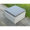 Fimous Light Grey Rattan Footstool Patio Outdoor Garden Furniture Accessory With Thick Dark Grey Cushion