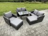 Fimous Outdoor Garden Furniture Sets 7 Seater Rattan Furniture Manual Wicker Patio Sofa Patio Conversation Set with 2 Big Footstool Dark Grey Mixed