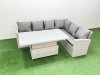 Fimous 6 Seat Rattan Garden Furniture Corner Sofa Set Outdoor Adjustable Lifting Dining or Coffee Table Set Light Grey