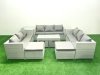 Fimous Outdoor Rattan Garden Furniture Set with Grey Cushions Luxury 13 Seater with Coffee Table and Side Table For Conservatory,Patio