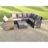 Fimous 7 seater high back dark grey mixed rattan corner sofa set chair square coffee table outdoor furniture right option