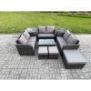 Fimous Wicker PE Rattan Garden Furniture Set Outdoor Lounge Sofa Set with Love Sofa Coffee Table 2 Side Tables 3 Footstools Dark Grey Mixed