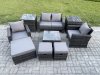 Fimous Rattan Wicker Garden Furniture Patio Conservatory Sofa Set with Square Coffee Table Armchair 2 Seater Sofa 3 Footstools 2 Side Tables