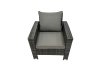 Fimous 8 Seater Wicker PE Rattan Furniture Outdoor Dining Table Double Seat Sofa 4 Stools Set Dark Grey Mixed