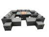 Fimous Rattan Garden Furniture Firepit Dining Set 12 Seater Lounge Sofa Table Set with 2 side table 2 big Footstool