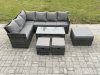 Fimous 9 Seater Outdoor Rattan Garden Furniture Set Corner Sofa Oblong Coffee Table Sets with Patio 3 Footstools Dark Grey Mixed
