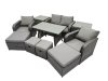 Fimous 8 Seater Garden Outdoor Rattan Furniture Set Rattan Sofa Oblong Dining Table with 2 Big Stools 2 Side Table Dark Grey