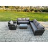 Fimous 7 Seater Rattan Outdoor Garden Furniture Sofa Set Patio Table & Chairs Set with 3 Seater Sofa Reclining Chair 3 Seater Sofa Dark Grey Mixed