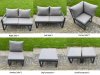 Fimous 12 Seater Aluminium Sofa Set 11 Pieces Outdoor Garden Furniture - Rising Dining Table with Cushions 2 Big Footstools 3 Chairs Footstool Dark Grey