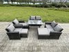 Fimous Garden Furniture Sets 8 Pieces Wicker Rattan Furniture Manual Wicker Patio Sofa Patio Conversation Set with 3 Footstools Dark Grey Mixed