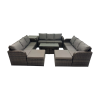 Fimous Rattan Garden Outdoor Furniture Set 3 Seater Sofa Coffee Table with Side Table 4 Footstools Dark Grey Mixed