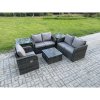 Fimous 6 Piece Garden Furniture Sets 5 Seater Outdoor Patio Furniture Set Weaving Wicker Rattan Sofa Chair and Table with 2 Side Tables