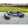 Fimous 7 Seater Rattan Wicker Garden Furniture Patio Conservatory Sofa Set with Rectangular Coffee Table 3 Seater Sofa Love Sofa 2 Side Tables