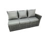 Fimous 9 Seat Rattan High Back Corner Sofa Set Patio Dining Table Set with 2 Big Stools Chair Dark Grey Mixed