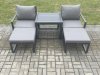 Fimous Aluminium 5 Pieces Garden Furniture Sofa Set Chair And Footstool with Table Including Cushions Dark Grey