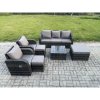 Fimous Garden Furniture Sets Wicker Rattan Furniture Patio Sofa Sets with Reclining Chair 3 Seater Sofa 3 Footstools Dark Grey Mixed