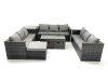Fimous Outdoor Garden Furniture Set 8 Pieces Rattan Sofa Set with Coffee Table 3 Footstools Side Table Dark Grey Mixed