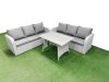 Fimous Patio Dining Table & Chairs Set Rattan High Back Lounge Sofa Set with 3 Seater Sofa Light Grey