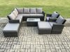 Fimous 10 Seater High Back Outdoor Garden Furniture Set Rattan Corner Sofa Set With Rectangular Coffee Table 2 Big Footstool 2 Armchairs Dark Grey Mixed