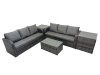 Fimous Outdoor 3 Seater Sofa Coffee Table Set Garden Rattan Furniture Set 6 Seater with 2 Side Tables Dark Grey