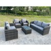 Fimous PE Rattan Garden Furniture Set Adjustable Chair Sofa Double Love Seat 2 Seater Sofa Lounge Set Oblong Coffee Table