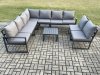 Fimous 9 Seater Patio Outdoor Garden Furniture Aluminium Lounge Corner Sofa Set with Square Coffee Table Dark Grey