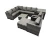 Fimous Rattan Garden Furniture Patio Furniture Sets with Corner Sofa Square Coffee Table Big Stool Side Table Dark Grey Mixed
