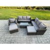 Fimous Wicker PE Rattan Garden Furniture Set 9 Seater Outdoor Lounge Sofa Set with Coffee Table 2 Big Footstool Dark Grey Mixed