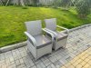 Fimous Rattan Garden Furniture Set with 1 Medium Round Coffee Table & 4 Seater Chairs Light Grey Mixed