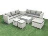 Fimous Garden Outdoor PE Rattan Furniture Set 9 Seater Rattan Garden Sofa Set with 3 Footstools Light Grey Mixed