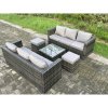 Fimous Rattan Garden Furniture Set 8 Seater Patio Outdoor Lounge Sofa Set with Square Coffee Table 2 Small Footstools Dark Grey Mixed