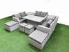 Fimous 10 PCs Rising Dining Table Set Inclining Love Sofa Seat 2 Big Footstool 2 Small Stool 2 Side Table Light Grey