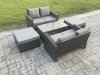 Fimous 5 Pieces Garden Furniture Sets Poly Rattan Outdoor Patio Furniture PE Wicker Furniture Set with 2 Big Footstool Loveseat and Table for Garden Backyard Dark Grey Mixed