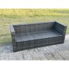 Fimous Outdoor Lounge Sofa Set Wicker PE Rattan Garden Furniture Set with Oblong Coffee Table Big Footstool Dark Grey Mixed