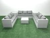 Fimous Rattan Garden Outdoor Furniture Set 9 Seater Rattan Garden Sofa Set with Side Table Light Grey Mixed