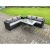 Fimous Wicker PE Rattan Garden Dining Set Outdoor Furniture Sofa with Patio Dining Table Dark Grey Mixed
