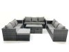 Fimous Outdoor Garden Furniture Set 7 Pieces Rattan Sofa Set with Coffee Table 3 Footstools Dark Grey Mixed