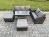 Fimous High Back PE Rattan Sofa Set Outdoor Garden Furniture Dining Table Set Love Sofa 3 Seater Sofa 2 Big Footstool