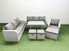 Fimous 7 Pieces Outdoor PE Rattan Garden Furniture with Cushions Reclining Chair 3 Stool Light Grey
