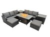 Fimous Garden Outdoor Rattan Furniture Set Rattan 3 Seater Sofa with 2 Big Stools 2 Side Tables Dark Grey Mixed