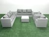 Fimous Outdoor Rattan Sofa Garden Furniture Set with 2 Armchairs Square Coffee Table Light Grey Mixed