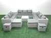 Fimous Rattan Garden Outdoor Furniture Set 13 Seater Rattan Garden Sofa Set with 4 Footstools Light Grey Mixed