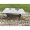 Fimous Patio Rattan Garden Furniture Set with Oblong Rectangular Dining Table 2 Small Footstools 8 Seater Outdoor Lounge Sofa Set Dark Grey Mixed