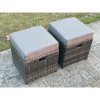 Fimous Outdoor Lounge Sofa Set Wicker PE Rattan Garden Furniture Set with 2 Armchairs Oblong Coffee Table 2 Side Tables 2 Small Footstools Dark Grey Mixed