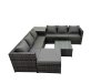 Fimous 7 Seater Garden Outdoor Rattan Furniture Set Patio Corner Sofa Coffee Table with Big Stool Dark Grey